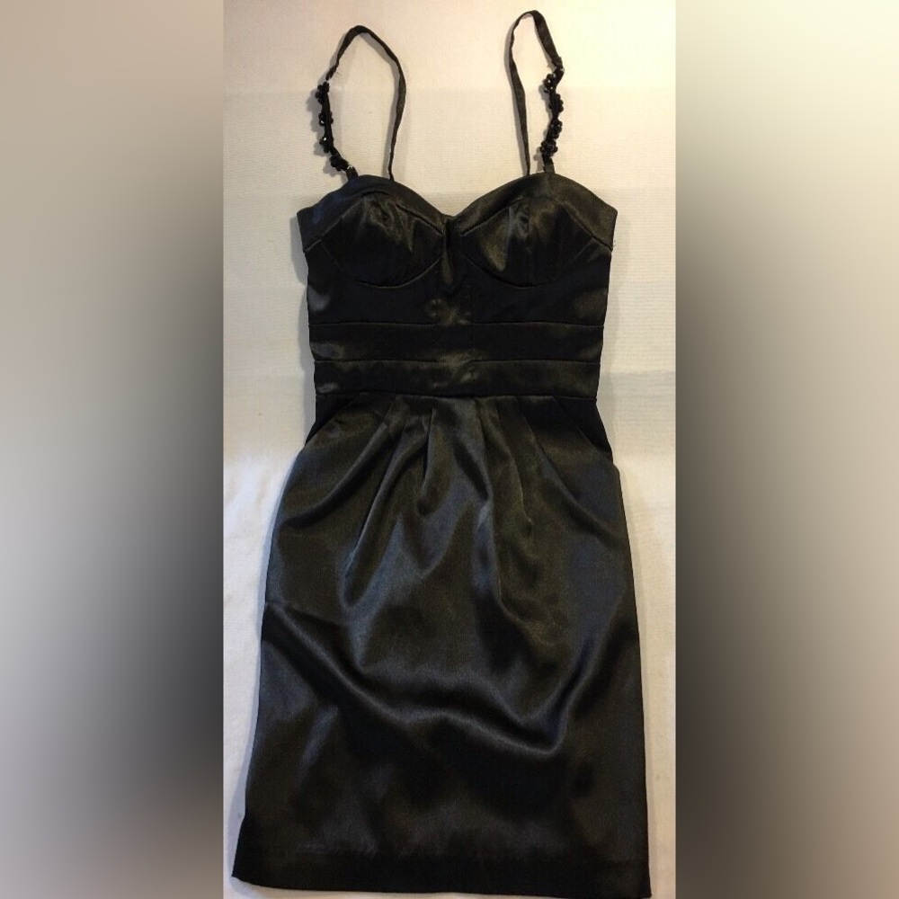 🔥Satin Corset Top Spaghetti Strap Black Mini Dress